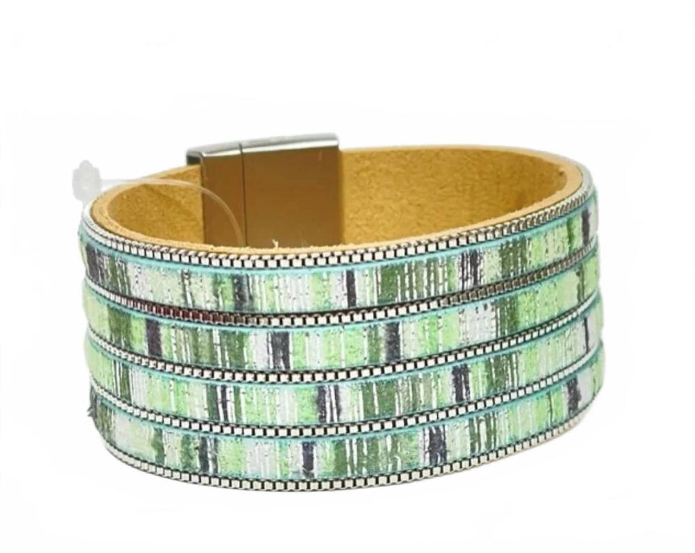 NEW PINK PANACHE women's shades of green cuff bracelet in green